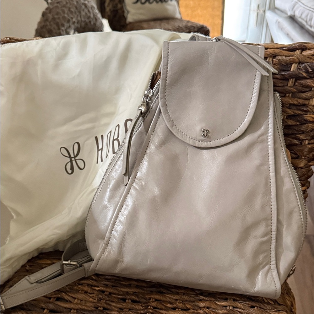 HOBO Soft Gray Leather Backpack